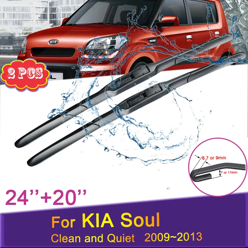 

Передние дворники, пригодные для KIA Soul 2009 ~ 2013 2010 2011 2012 AM, резиновые щетки стеклоочистителя, автомобильные наклейки, аксессуары