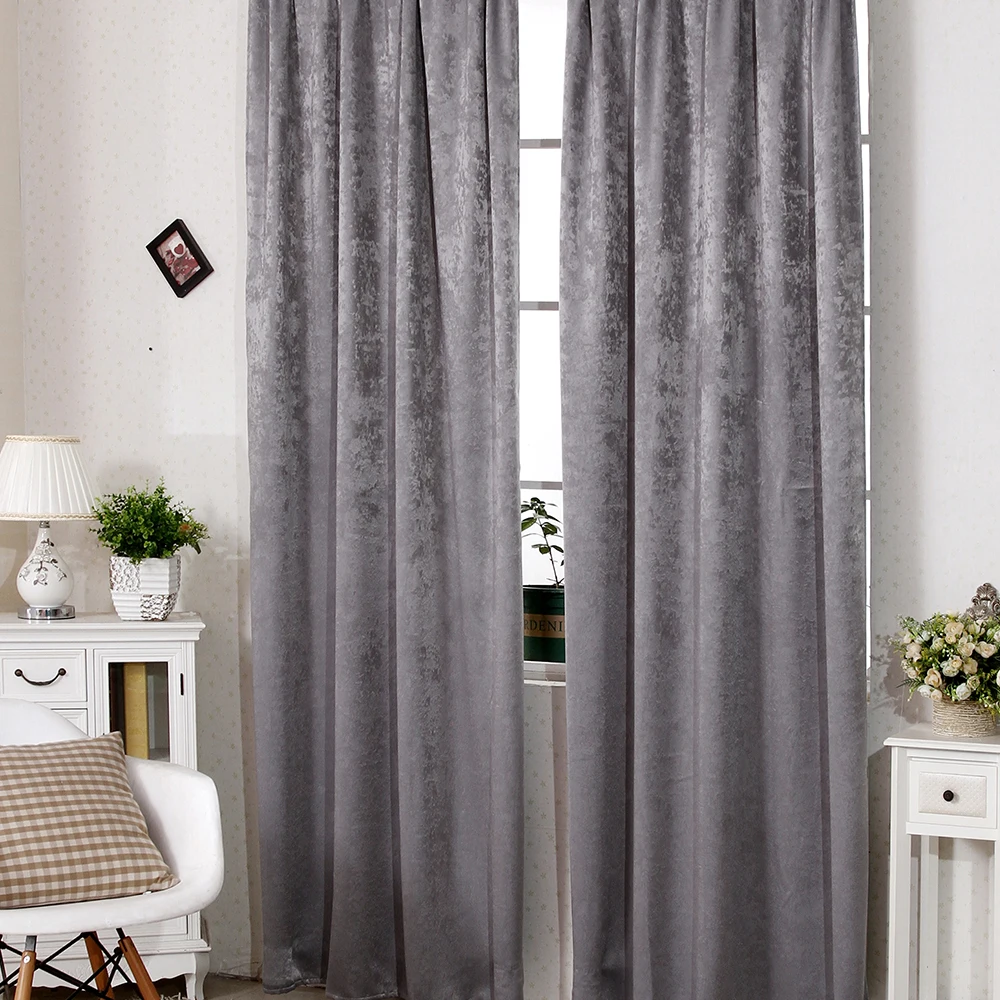 2PCS/Set Thermal Curtain Opaque Blackout Curtain with Ruffle Tape Heavy Blackout Curtain Damask Crush Effect for Bedroom  Window