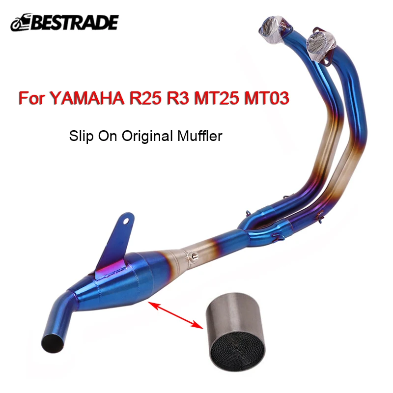 

Motorcycle Exhaust Front Middle Link Pipe For Yamaha R25 R3 MT25 MT03 Stainless Steel Header Tube Slip On Original Muffler