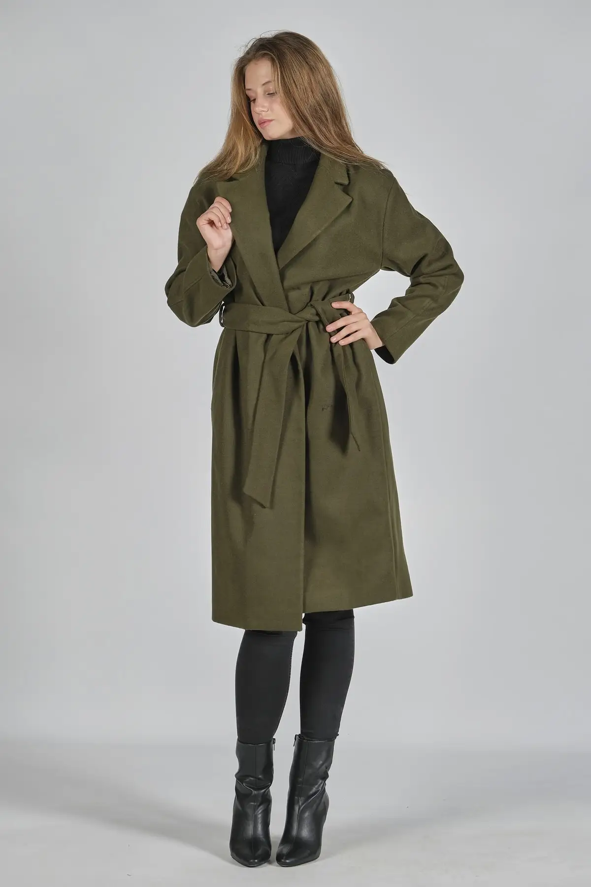 Kuruvaz-Manteau à col en laine pour femme, CombLong CombCashmere, Vêtements à la mode, Automne et hiver, Turquie