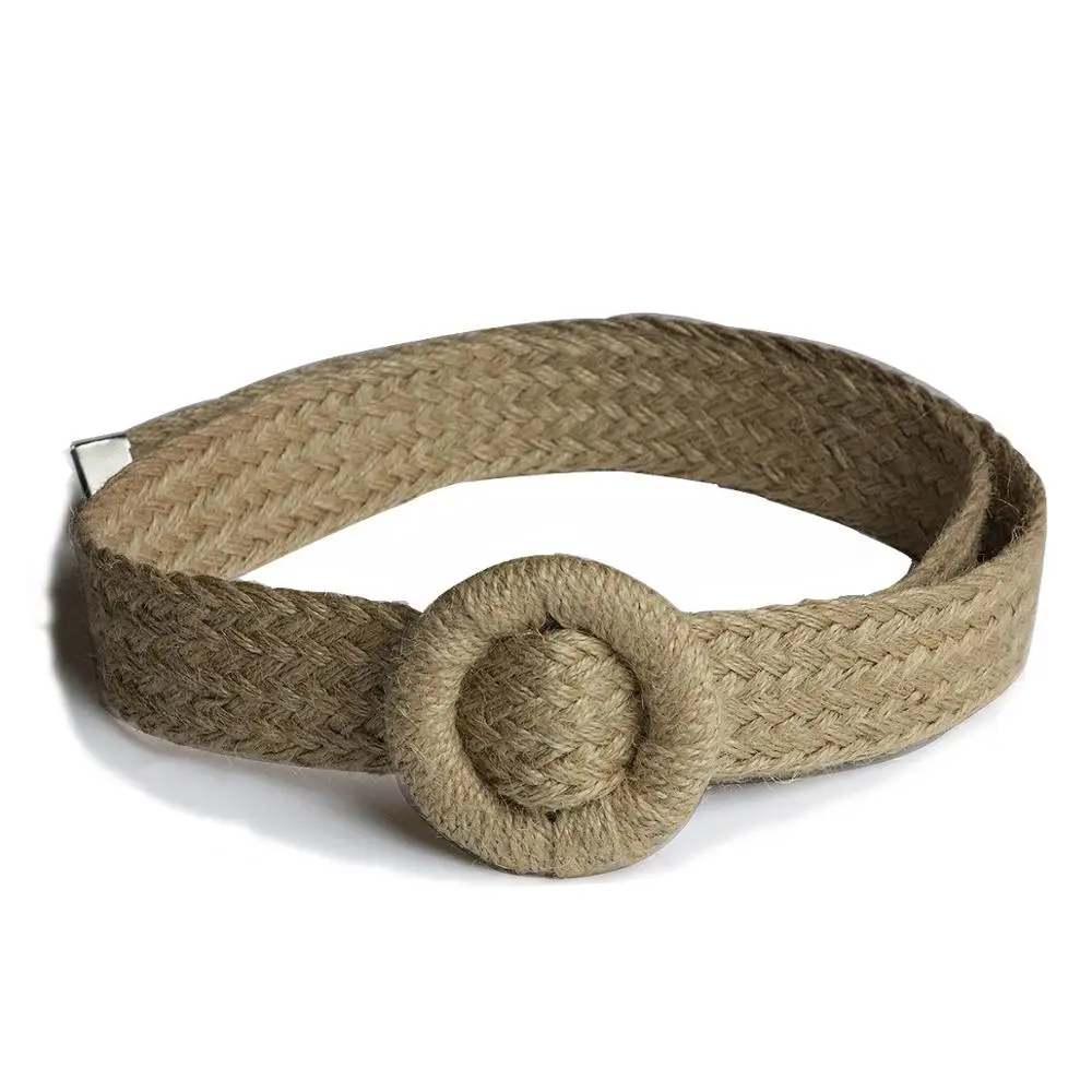 Straw model belt cartridge belt fashion belt knitting skin fabric wicker model palaska belt women's belt men's belt coiled metal