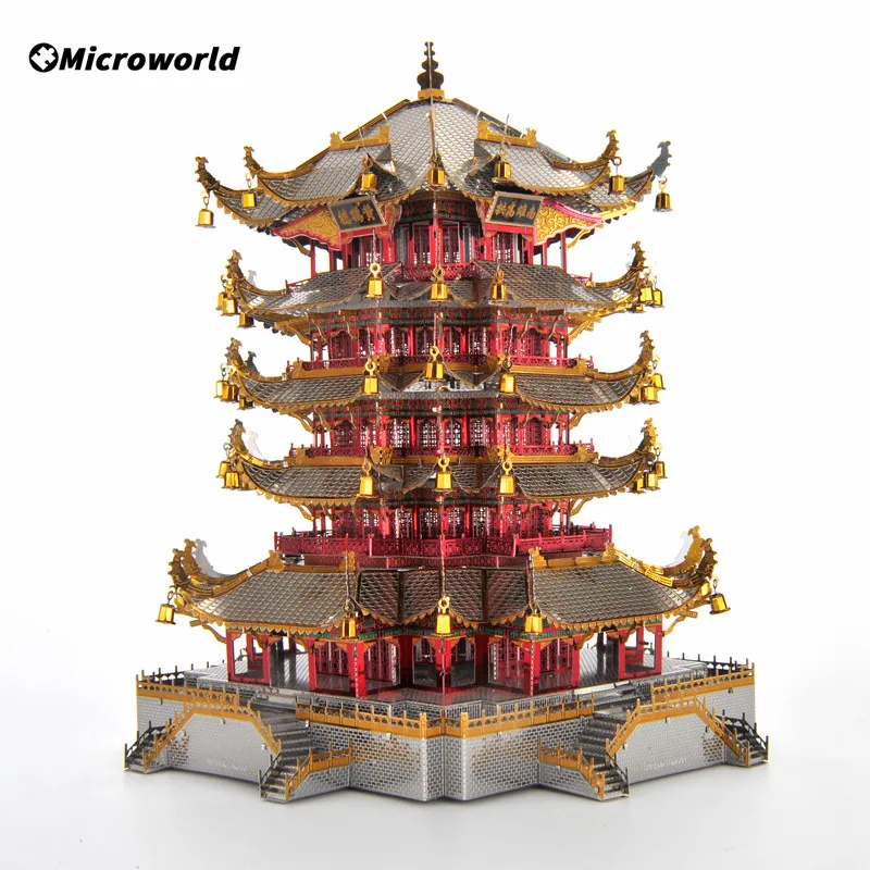 

Microworld 3D Metal Nano Puzzle China Famous Building Yellow Crane Tower Model Kits Jigsaw Christmas Birthday Gift for Adult Kid