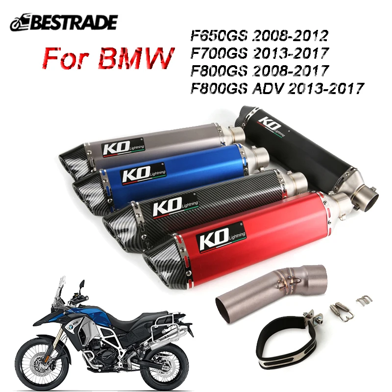 

For BMW F800GS F650GS F700GS Motorcycle Exhaust System Middle Link Pipe Slip On 51mm Dual-Outlet Muffler Tip Escape 470mm Length