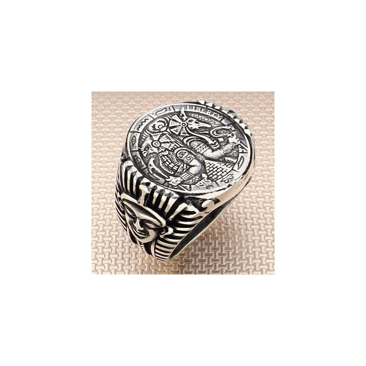 925 Sterling Silver Egyptian Warrior Model Without Stone Men's Ring Exclusive Chic Accessory for Men Special Ring