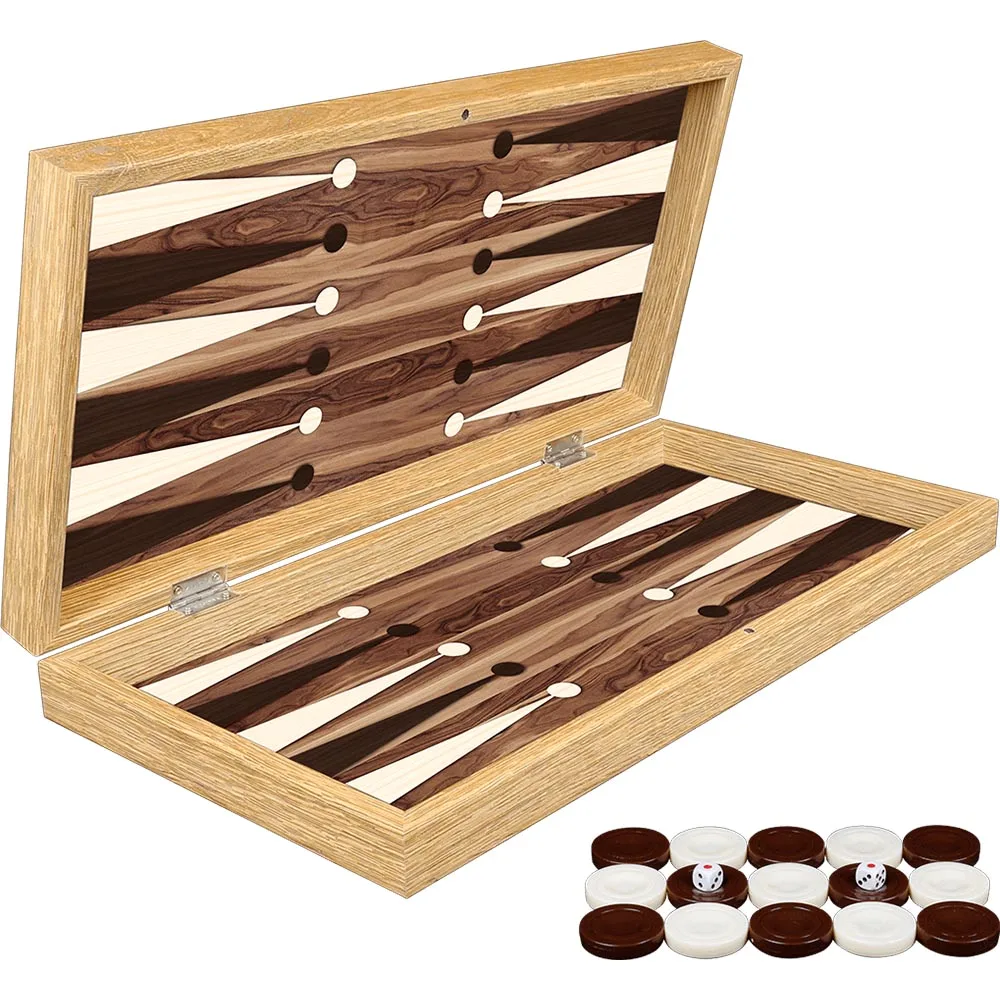 Classic American Walnut Board Game Luxury Backgammon Set
