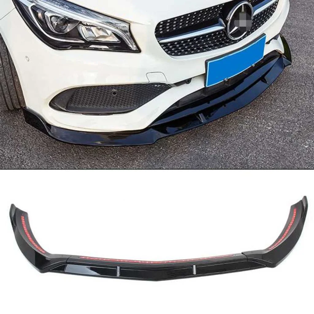 For MERCEDES W117 CLA (2013-2019) Front Bumper Attachment Lip -Piano Black Auto Styling Modified diffuser spoiler car accessorie