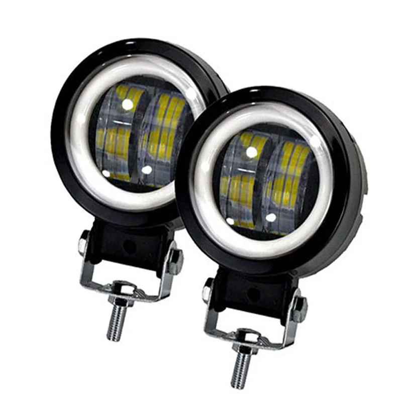 

2PCS/1PC 12V-30V Waterproof Round Angel Eyes LED light Portable Spotlights Motorcycle Offroad Truck Driving Car Boat Work Light