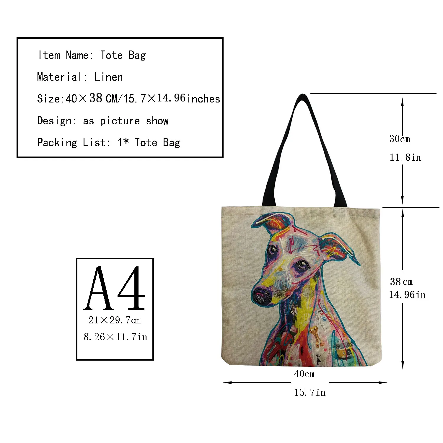 Personalized Oil Painting Greyhound Dog Prints Totes Bags Designers Eco Durable Shopping Travel Sport Bags Women Casual Handbag