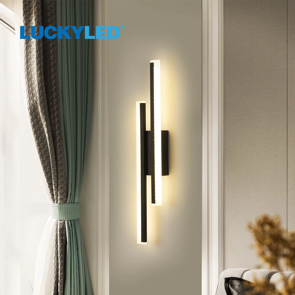 

Luckyled Wall Sconce Lamp Black 12W Wall Lights Living Room Bedside Indoor Light AC 85-265v Morden Led Wall Lamp For Bedroom