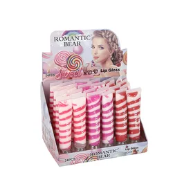 Romantic Bear New 24pcs Ice Cream Shape Lip Gloss Cute Lasting Moisturizing Lip Care Brightening Skin lip Balm Lips Care