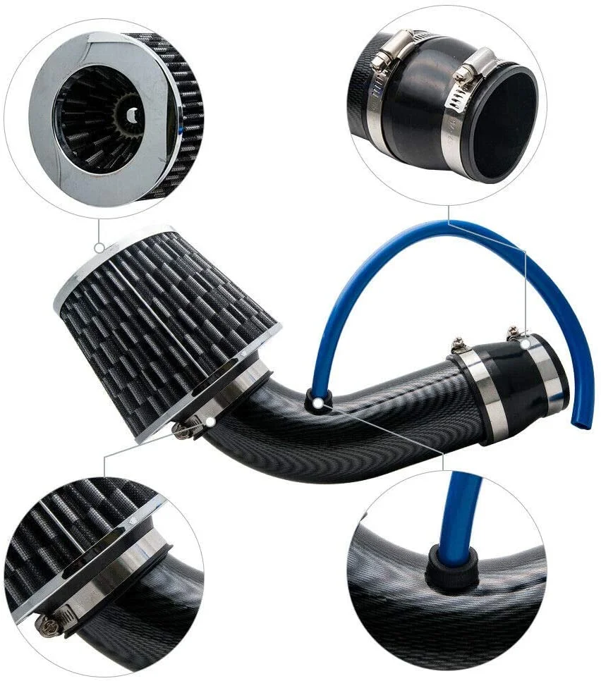 Bessie Sparks 2.5-3.0 Inch Car Engine Air Filter,Universal Cold Air Intake Filter Pipe (Black)