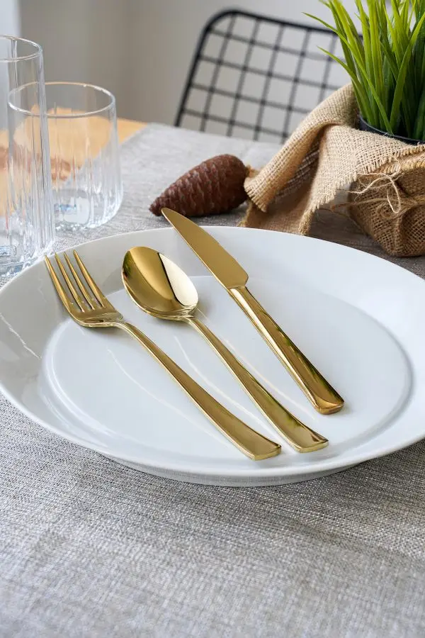 Lux durable Gold&Bronze 24 Piece 6 Person Cutlery Set(spoon&knives&fork)