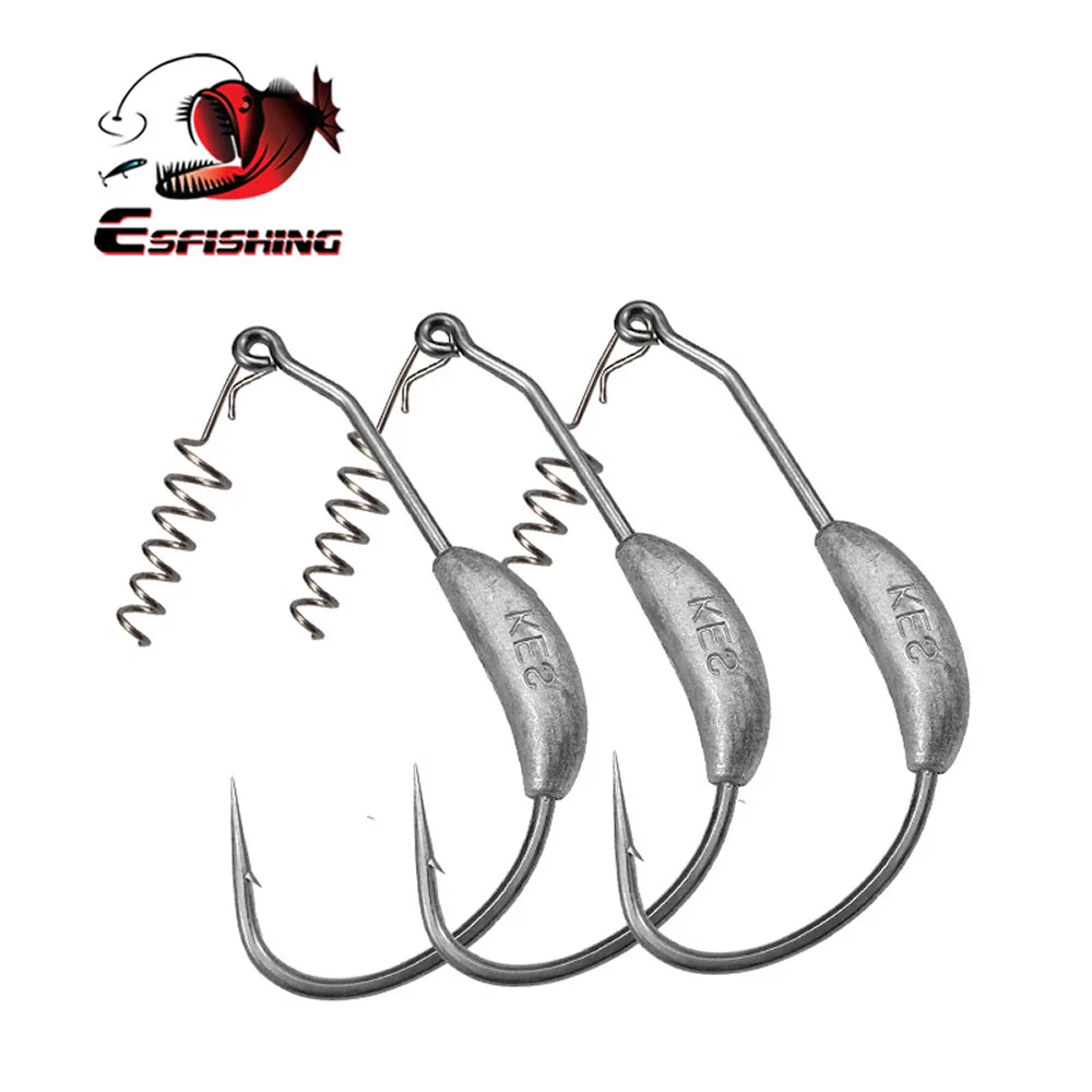 

ESFISHING Fishing Hook 5pcs 3.5g 10g 14g 26g High Carbon Steel Wide Crank Offset Fishhook Jig Head For Soft Lure