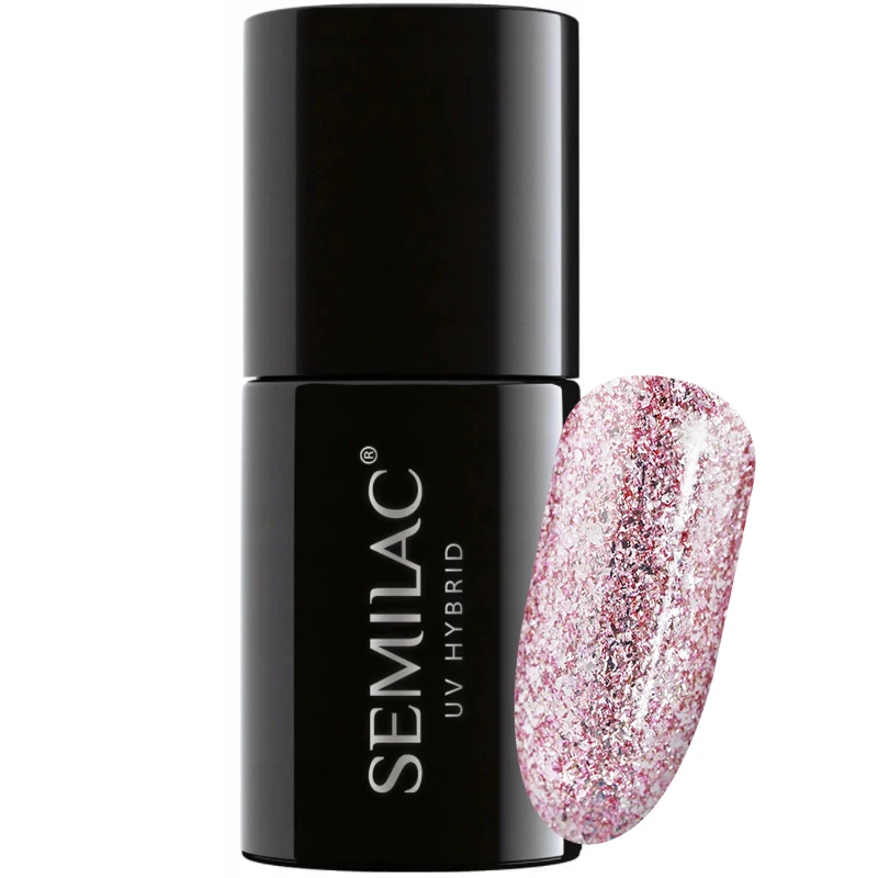 Semilac Rose Gold Shimmer 293 semi-permanent coverage, UV hybrid nail polish texture Gel