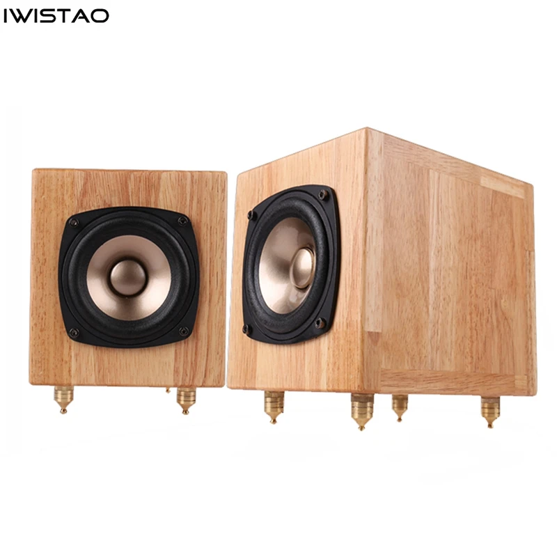 IWISTAO HIFI 4 Inch Full Range Speaker Solid Wood 1 Pair 60W 4Ohms 60Hz-23KHz 92dB Max AKISUI4 for Monitor Speakers Tube Amp