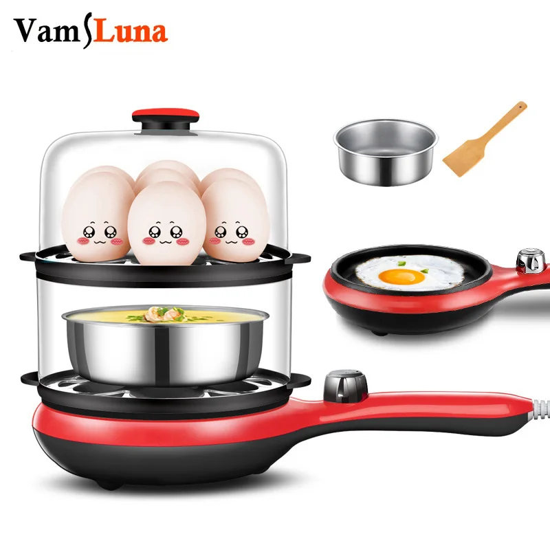 

Multifunction Fry Pan 2 In 1 Egg Boiler Fryer Electric Non-Stick Fried Omelette Pancake Steak Frying Pan Eggs Cooker Steamer