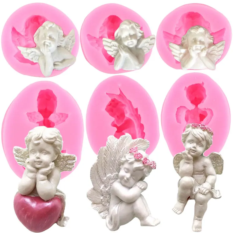 3D Cupid Angel Silicone Molds DIY Baby Chocolate Fondant Mold Cake Decorating Tools Cupcake Topper Candy Clay Resin Moulds