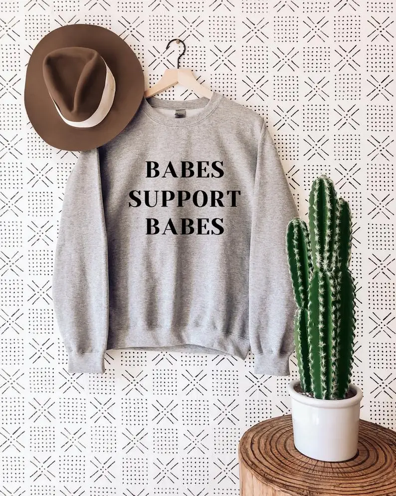 

Skuggnas New Arrival Babes Support Babes Crewneck Sweatshirt Spring Autumn Fashion Cotton Sweater Women Girl Power Jumper Outfit