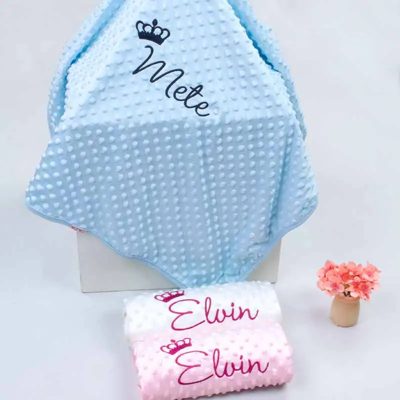 Personalized Baby Name Embroidered Custom Blanket Babies Girl Boy Newborn Seasonal Cotton Duvet Cover Of SIDS Toddler Clothes