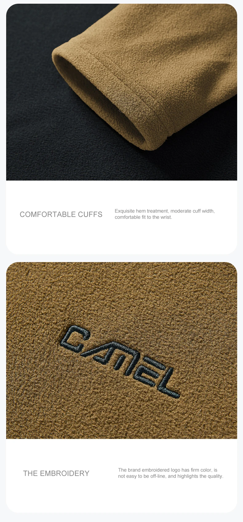 GOLDEN CAMEL Men's Jackets Polar Plus Soft Casual Fleece Jacket for Men Autumn Winter Stand-up Collar Sweater Sweatshirt Clothes
