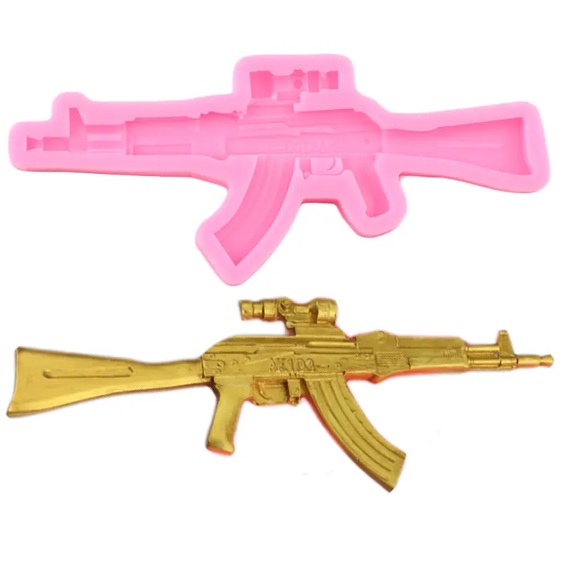 3D Gun Pistol Bullet Silicone Mold Sugarcraft Cupcake Chocolate Baking Mold Fondant Cake Decorating Tools Candy Clay Resin Mould