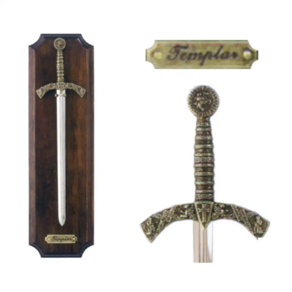 DENIX Replica of coat of arms for wall. Panoplia with sword. Board of 30cm made of wood. Sword made