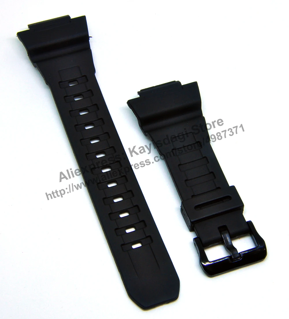 Compatible Casio STL-S100H , STL-S110H - 18mm Black Rubber Black Watch Band - Strap