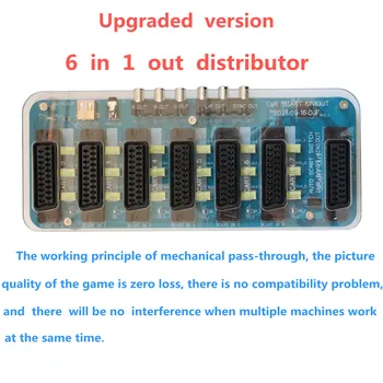 업그레이드 버전 오토매트 스위처, 6 in 1 OUT, 6 way SCART ( EUR ) IN 및 1 way OUT (1 * SCART EUR 출력 + 1 * JAP SCART 출력) 