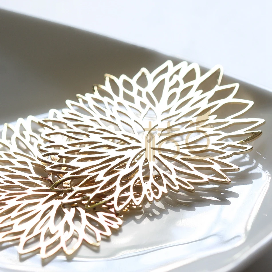 DIY Supply-Laser Cut Solid Brass Finding Flower - Link - 56x44mm (4352C)