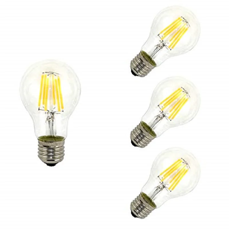 Lámpara Bombilla Led Filamento A60 Estandar E27 3000 K Luz Cálida 8 W (4 pack)