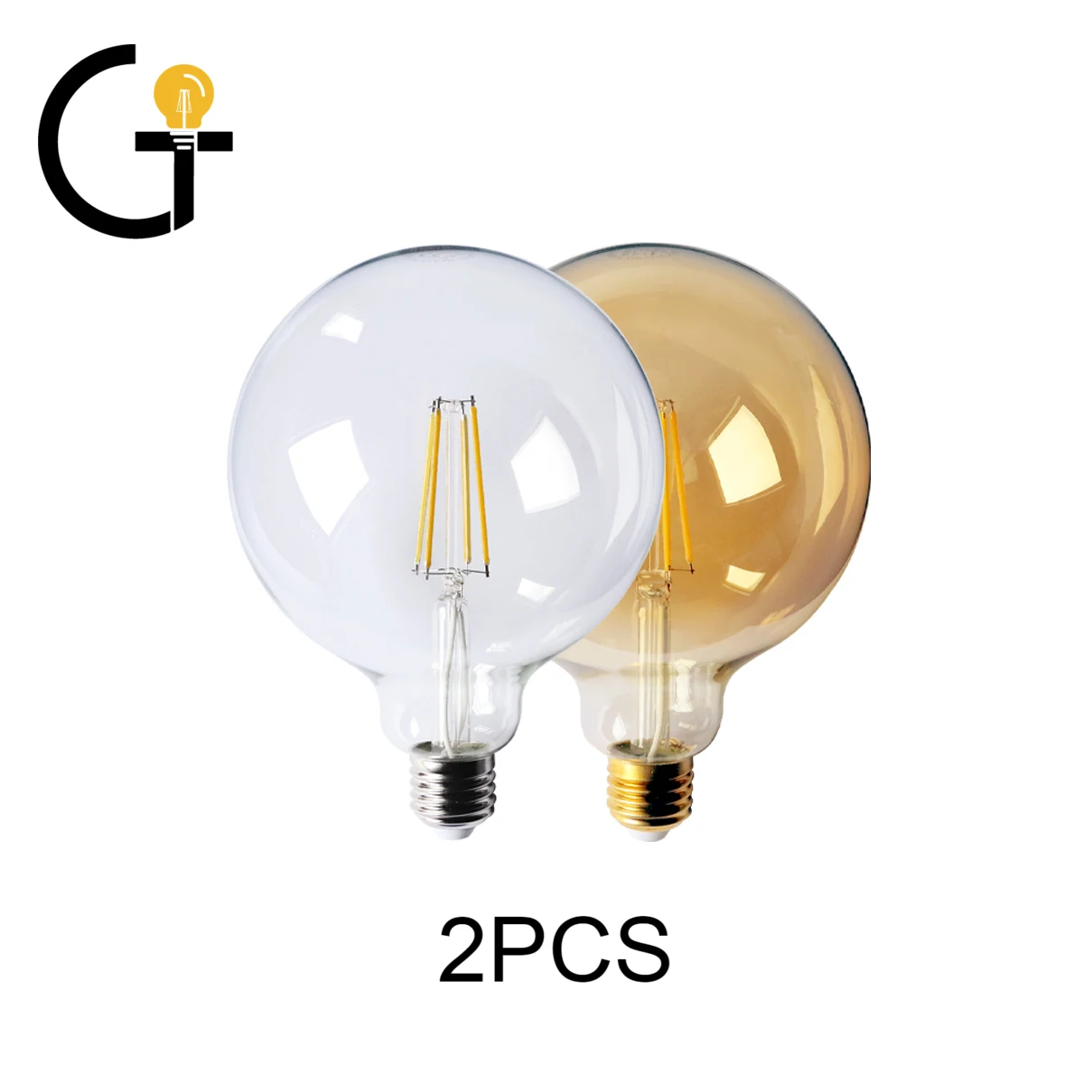 

Chrismas Decor 2pcs/lot Retro Edison Filament Bulb G125 8w E27 Bombillas 220-240v Gold Glass Bulb Home Decoration