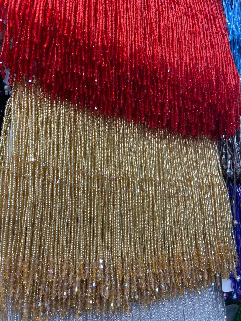 1 Yard 2022 new arrival Delicate bead Fringe trim for haute couture, handmade bead fringe tassel, Millinery Crafts Dance Costume