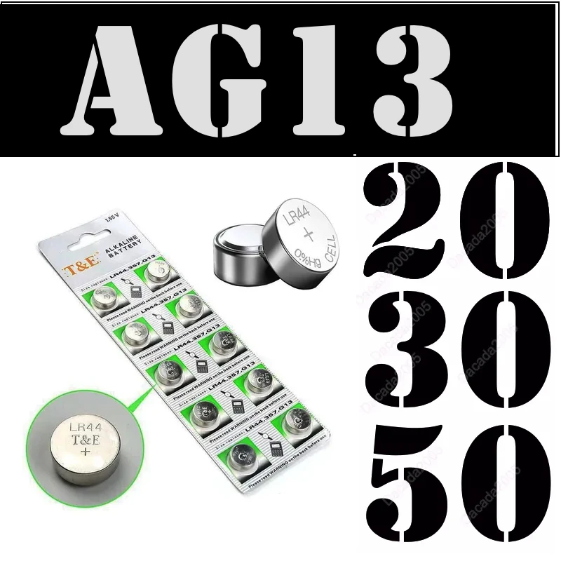 Dacada2005 lot 20 | 30 | 50 batteries T & E AG13 Alkaline LR44 | AG13 | LR44 Battery | LR44 Battery | LR44 button batteries | Battery watch | Battery | Battery button | Battery for Watch shipping Spain