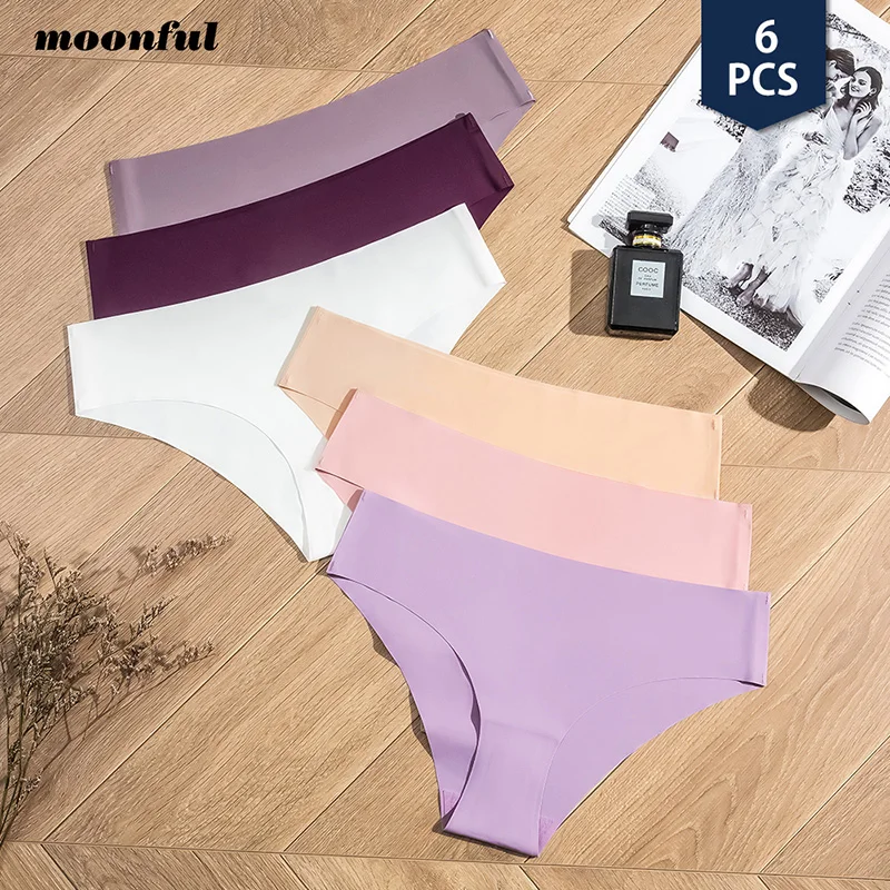 6 pçs/set calcinha sem costura para mulheres de seda gelo calcinha respirável breve sexy cintura baixa roupa interior feminina menina underpant