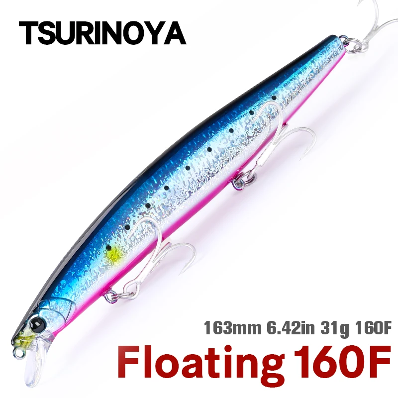 TSURINOYA 163mm 31g Floating Minnow STINGER 160F Saltwater Fishing Lure  Ultra-long Casting Hard Baits 500G Large Baits