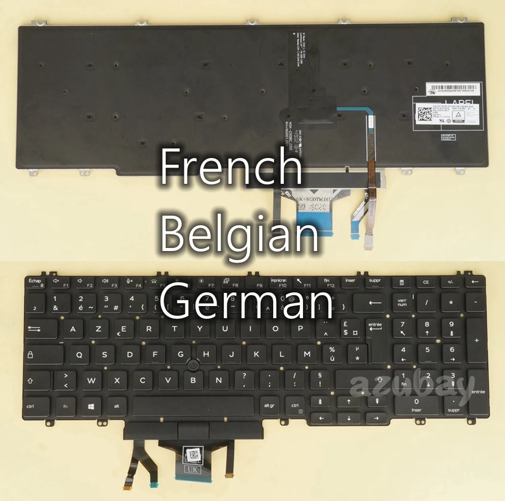 French Belgian German Keyboard for DELL Latitude 5500 5501 5510 5511 Precision 3540 3541 3550 3551 0VTXVN 0TFC98 0W30IT, Backlit