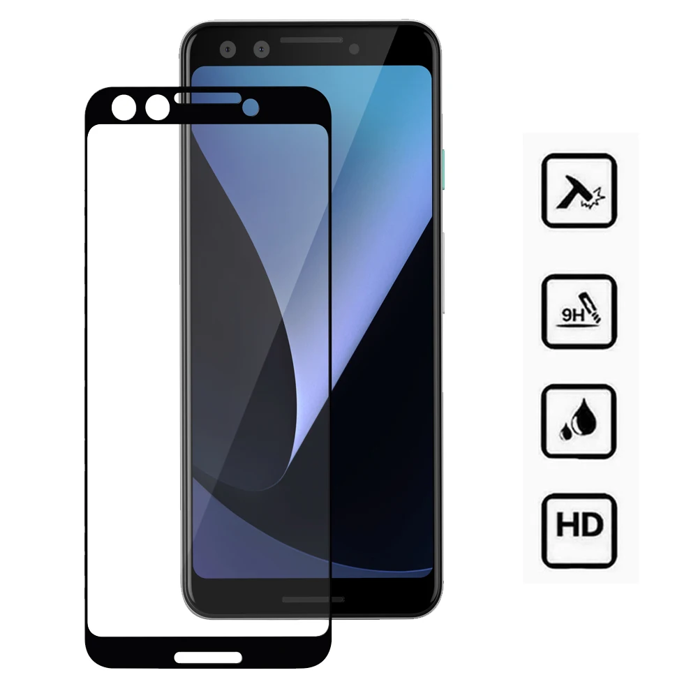 Google Pixel 3 tempered glass screen Protector curved full coverage shock protection drop and scratch