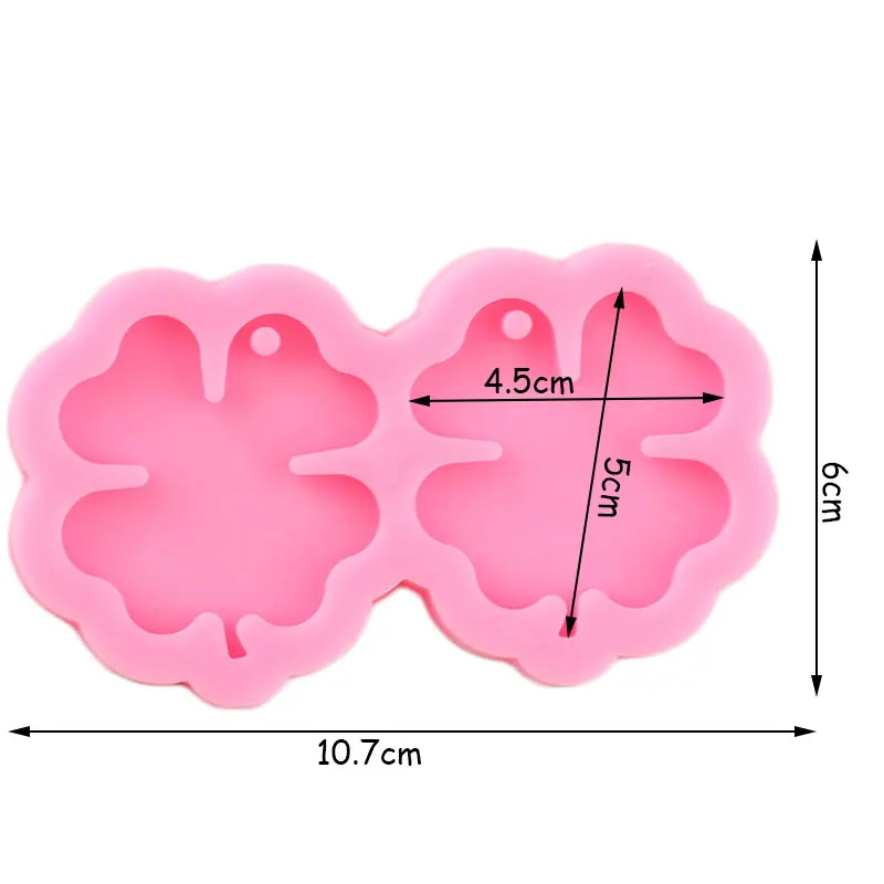 Shiny Four Leaf Clover Silicone Mold DIY Epoxy Resin Craft Keychain Molds Polymer Clay Pendant Handmade Jewelry Mould