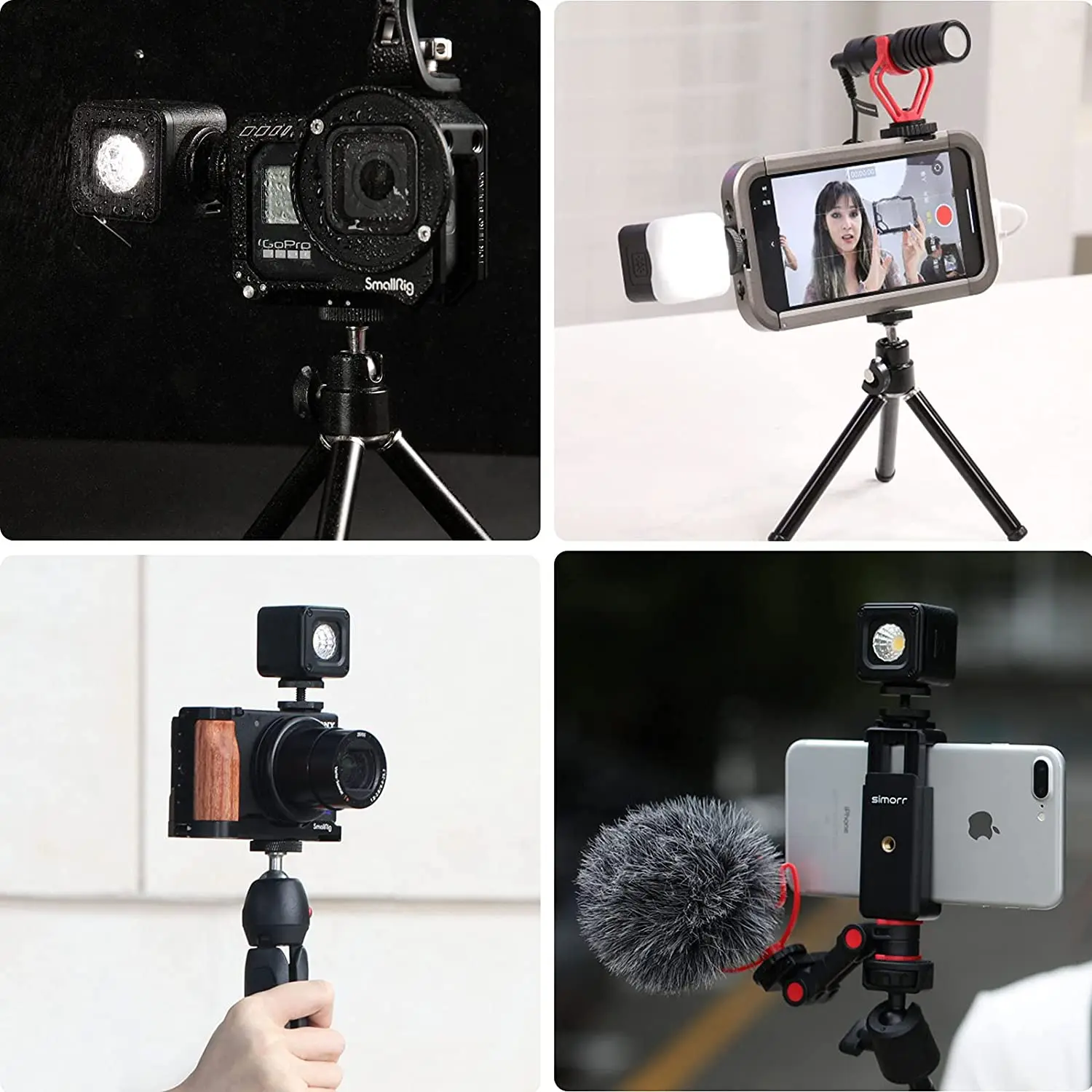 ชุดแฟลชวิดีโอ LED DSLR ขนาดเล็กกันน้ำชุดไฟกล้องถ่ายรูปแบบพกพา8เลนส์สี