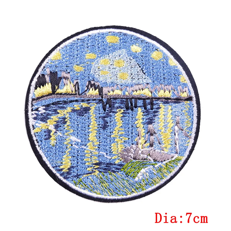 Olieverf Landschap Patches Voor Kleding Landschap Night Patches Voor Kleding Ijzer Op Flarden Geborduurde Patches Voor Kleding