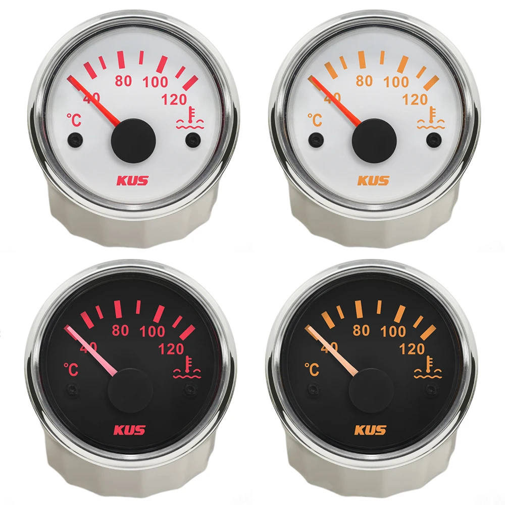 

KUS 52mm Car Boat Water Temperature Gauge 40-120 25-120 Degree Water Temp Meter Gauge with Yellow Red Backlight