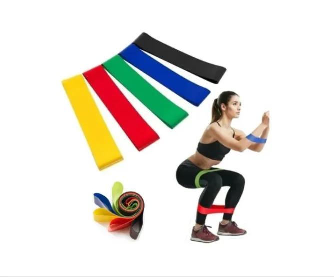 Kit 5 Faixas Elastica Mini Band Elastico Musculação Funcional Exercício Yoga Fisioterapia