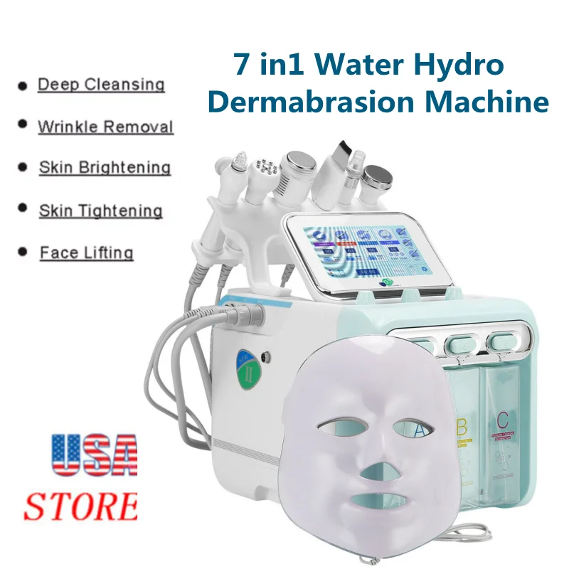 7 in1 H2-O2 Hydro Dermabrasion RF Bio-lifting Spa Facial Hydro Facial Microdermabrasion Machine Water Dermabrasion Beauty machin