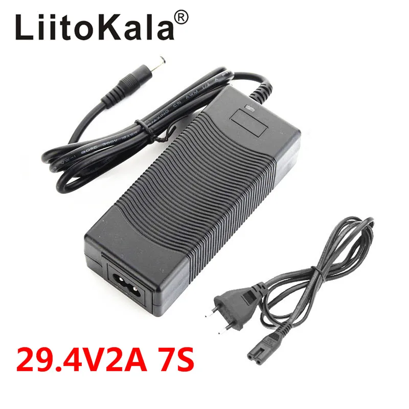 LiitoKala – Batterie en lithium 18650 pour vélo électrique, prise de chargeur, connecteur de haute qualité, pack de 24V et 2A