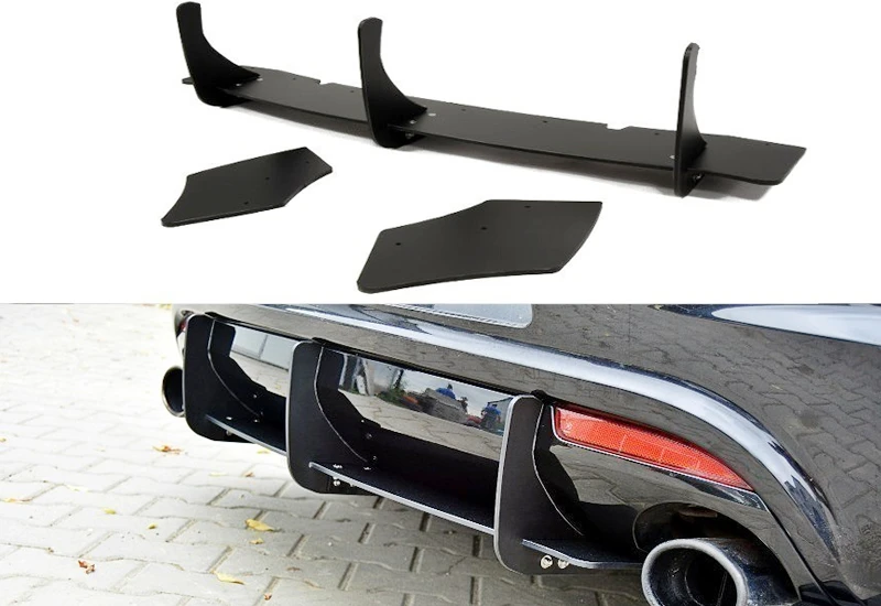 Difusor de parachoques trasero Max Design para VW Scirocco 2009-2013, accesorios de coche, divisor, alerón de carrocería, difusor de falda lateral