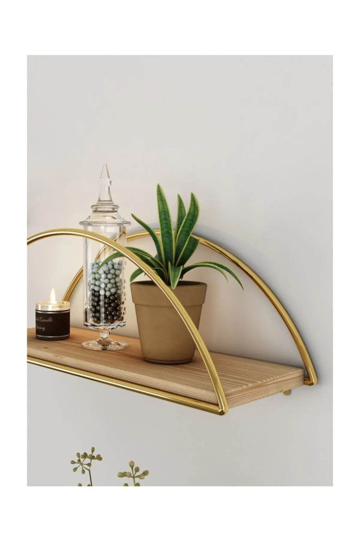 Gold Elips Round Semicircle Wall Shelf , Thick Wire Design Decoration Organizer Home Terrace Decor Nordic Style Living Room