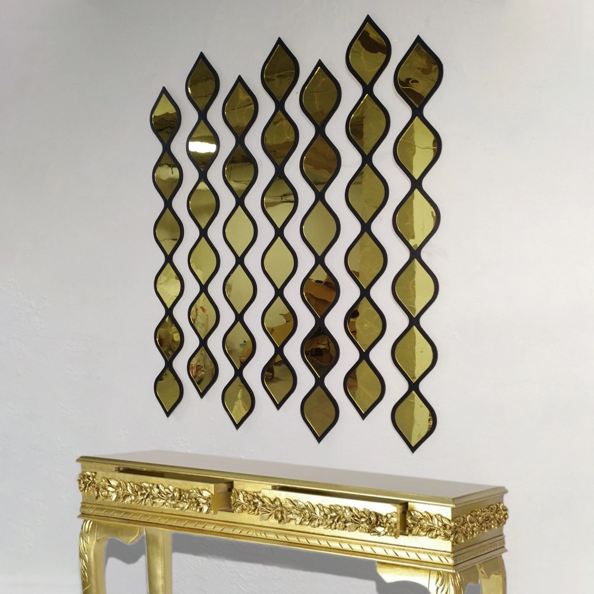 Water Drop Decorative Mirror Black Frame and Gold Mirror by MDM Design