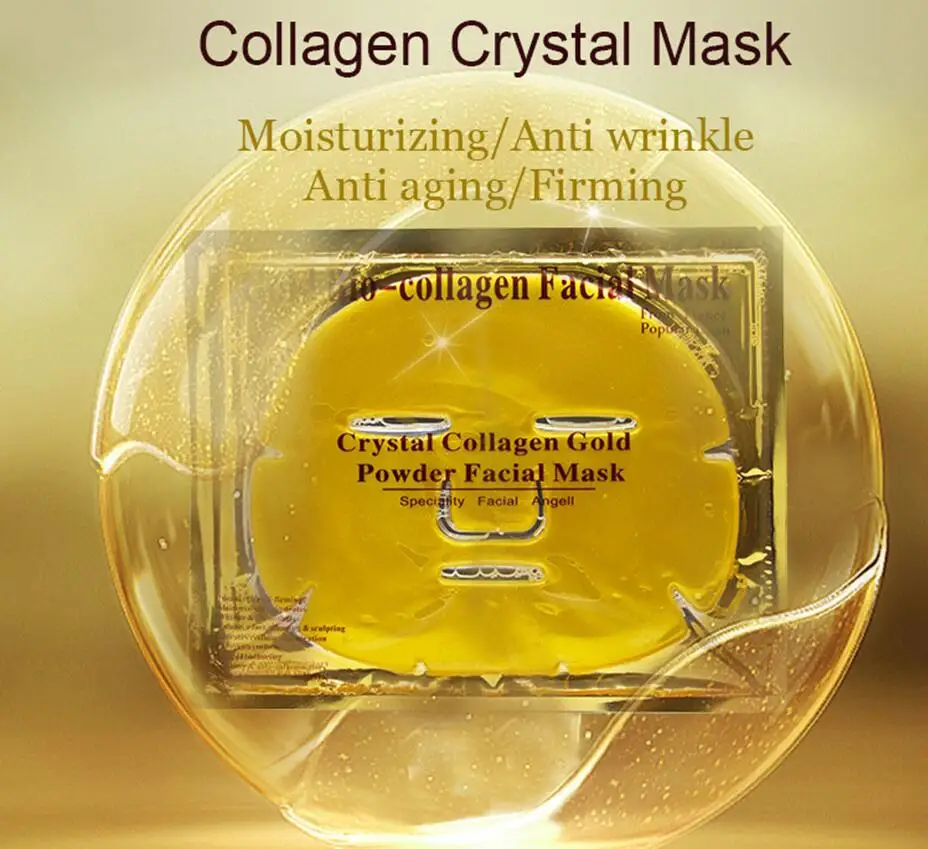 

5PCS Gold Bio-Collagen Facial Mask Face Mask Crystal Gold Powder Moisturizing Anti-aging Depth Replenishment Oil Control Mask