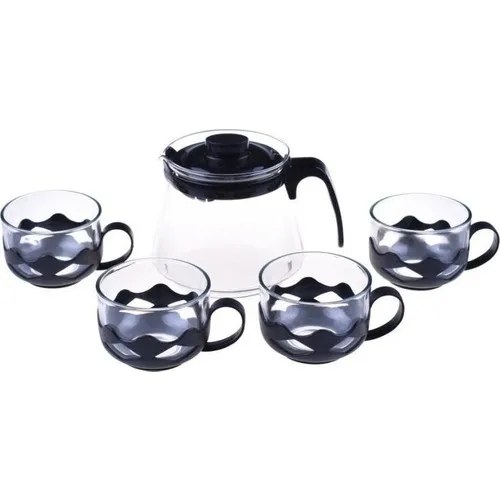 DOLBOVI Bambum Taşev Guardo 600 ml 5 Piece 4 Glass Tea Set Black T1419 teaware cup tea handmade bowl beautiful mugs turkish tea set vintage Saucer creative Latte Cup free shipping products service coffee Weights undefi