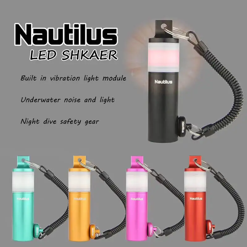 Nautilus Scuba Diving LED Shake Bell Signal Lamp Flash Light Underwater 120-Decibel 40-Meter Waterproof Safe Night Dive Freedive